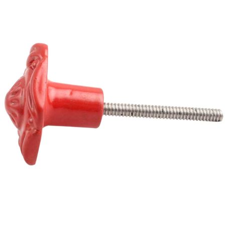 Red Flower Metal Knobs 